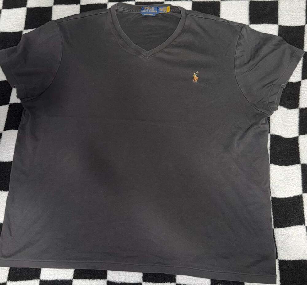 Polo Ralph Lauren Men's Custom Slim Fit Short Sleeve V-Neck T-Shirt Black